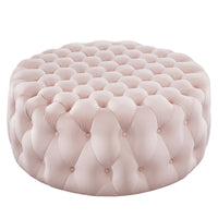 Modway Amour Tufted Button Large Round Performance Velvet Ottoman - Pink-Tufted Button Accent Ottoman