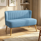 HOMCOM - Canapé 46 po pour deux personnes avec pieds en bois - bleu-Coussin d'assise épais rembourré de mousse avec un ensemble de ressorts à l'intérieur pour un confort optimal 