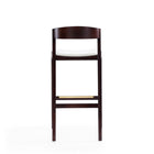 Manhattan Comfort Klismos 20" Mid-Century Modern Faux Leather Upholstered Bar Stool - Ivory and Dark Walnut-Seat Height: 30.5"