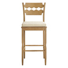 Modway - Jax Bois de chêne Tabouret de bar avec dossier ondulé en rasoir et coussin in Rayure d’avoine en chêne usé-Entièrement assemblé