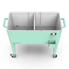 Permasteel 80 qt Retro Rolling Patio Cooler with Divider - Mint-Drain plug allows for easy emptying of melted ice and excess water