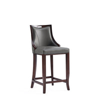 Manhattan Comfort - Emperor tabouret de bar traditionnel 19" en similicuir gris galet-Tabouret de bar traditionnel avec dossier parfait pour une utilisation au bar et dans la cuisine