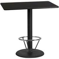 Flash Furniture Dessus de table rectangulaire de 30 po x 48 po en stratifié noir avec anneau de pied-Table d'hospitalité à hauteur de bar
