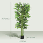 Outsunny 6' Artificial Bamboo Trees in Pot - Green - 2 Pack-PE moss and cement soil are included that makes it more stable and real 
