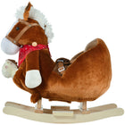 Qaba - Cheval à bascule bébé - porteur en peluche - marron-Le rembourrage en coton PP doux offre une assise confortable pour les enfants 