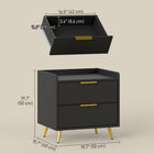 HOMCOM - Table de chevet avec pieds en métal doré pour chambre - noir-Patins de protection pour préserver délicatement le sol des marques et des rayures légères 