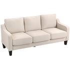 HOMCOM - Canapé 3 places en lin avec ressorts ensachés - beige-Rembourrage à ressorts ensachés pour une assise flexible et soutenue 