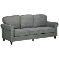 HOMCOM - Canapé moderne 3 places en lin avec pieds en bois de caoutchouc - gris-80,9 po x 31,5 po, assez spacieux pour trois personnes mais idéal pour les espaces restreints 