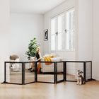 PawHut - Barrière pour animaux en bois autoportante avec 6 panneaux, 2 pieds de soutien - noir-2 pieds de support pour garantir une stabilité supérieure 