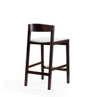 Manhattan Comfort - Klismos tabouret de comptoir moderne du milieu du siècle de 20" en similicuir ivoire et noyer foncé-Comprend un repose-pieds en métal doré