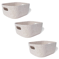 My Home My Living - Panier ovale en feutre résistant, lot de 3 - 32 cm (L) x 24 cm (l) x 14,5 cm (H) - Crème-Dimensions : 12,5" L x 9,5" P x 5,75" H