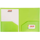 JAM Paper - Chemises scolaires à deux pochettes en plastique robuste - vert lime - Paquet de 6-Quantité : 6 dossiers par paquet | Un pour chaque sujet et projet