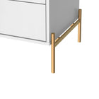 Manhattan Comfort - Table de nuit moderne Jasper 25,15" - Blanc Brillant-Pieds en acier brossé avec finition dorée pour le style et la durabilité