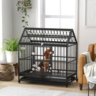 PawHut cage pour chien robuste 49 po avec plateau amovible, portes - toit ouvrant-Toit pointu et ouvrable pour un espace supplémentaire 