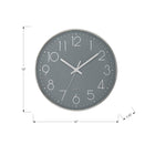 Monarch Specialties 9107 12" Round Wall Clock - Grey Face/Silver Frame-Designed with an easy to read numeric layout under a glass surface to quickly catch the time at a glance