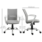 Vinsetto - Chaise d’ordinateur pivotante en lin à dossier moyen - gris clair-Hauteur d’assise réglable à partir de 35 po