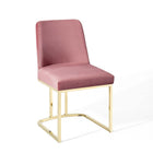 Modway Amplify Sled Base Performance Velvet Dining Side Chair - Gold/Dusty Rose-Glam Deco Dining Chair