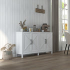 HOMCOM 60" L Farmhouse Kitchen Storage Cabinet - White-Easy to clean with smooth melamine-facing