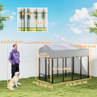 PawHut - Chenil pour chien, enclos robuste en fil métallique soudé - 8 pi L x 4 pi l x 6 pi - argenté-Avec un support de bol rotatif, vous pouvez nourrir vos animaux sans ouvrir la porte 