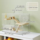 PawHut Hamster/Gerbils Cage with Food Dish - White-Front door for easy access