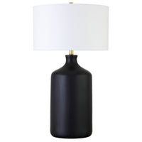 Hudson&Canal - Lampe de table Sloane en céramique de 74 cm de haut avec abat-jour en tissu, - Noir mat/blanc-Design transitionnel pour votre salon, votre espace de travail ou votre table de chevet
