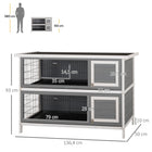 PawHut 2-Tier Wooden Rabbit Hutch - White-2 Stacked individual cages with 4 doors for easy reach to the animals 