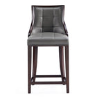 Manhattan Comfort - Fifth Avenue tabouret de comptoir traditionnel de 19" en similicuir rembourré - gris galet-Tabouret de comptoir traditionnel avec dossier parfait pour une utilisation au bar et dans la cuisine