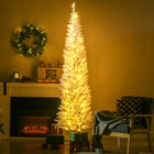 HOMCOM - Arbre de Noël artificiel illuminé 7 pi avec lumières LED blanc chaud-200 lumières LED intégrées directement dans l'arbre offrent un affichage chaleureux 