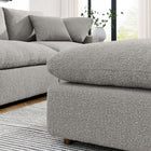 Modway Commix Down Filled Overstuffed Boucle Fabric Ottoman - Light Grey-Down Feather and Cotton Cushions