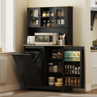HOMCOM 69" H Kitchen Pantry Cabinet with Charging Station and Trash Can Compartment - Black-Tilt-out cabinet holds a 7-gallon trash can 