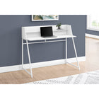 Monarch Specialties 7545 48" Computer Desk - White/White Metal-Sturdy metal base in a white finish provides stability and features trapezoid-shaped legs for a sleek, contemporary look