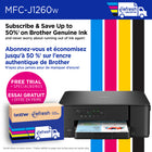 Brother Work Smart MFC-J1260W Wireless Colour Inkjet All-in-One Printer-Fast print speeds. With a focus on efficiency and quality, this machine is engineered to print at fast speeds of up to 16 pages per minute (ppm) in black and up to 9 ppm in colour