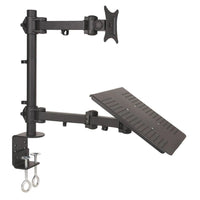 TygerClaw Single Arm Monitor Desk Mount with Laptop Holder-Cable management channels to keep wires organized and neatly tucked away