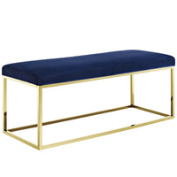 Modway Anticipate Fabric Bench - Gold/Navy-Modern Bed Or Living Room Bench
