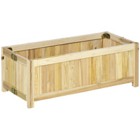 Outsunny Foldable Wood Planter Box - 28" L x 11.6" W x 10" H - Natural-Suitable for plants, vegetables, herbs, flowers, etc. 