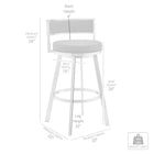 Armen Living - Roman Tabouret de Bar Pivotant de 66 cm de Hauteur de Comptoir en Similicuir Gris et Acier Inoxydable Brossé-9