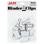 JAM Paper Colourful Binder Clips - Medium - 1 1/4" - White - 15 Pack-Colour: White | Made of tempered steel for an extra strong hold