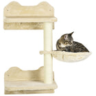 PawHut 4-Piece Cat Wall Shelf with Scratching Posts, Hammock, Platforms and Steps-Colour: Beige 