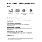 Samsung Galaxy Buds3 Pro - Silver-Jump right in with TV 360 Audio. Dive into a spatial sound experience. 360 Audio is a feature that identifies the exact direction of the sound as you tilt your head, providing surround sound for a more vivid listening and viewing experience.