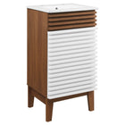 Modway Render 18" Bathroom Vanity Cabinet - White/Walnut/White-Mid-Century Modern Style