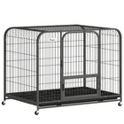 PawHut - Cage pour chien robuste 43 po, grande cage en métal avec roulettes-Le cadre en acier carré robuste empêche la mastication et les fugues pour une tranquillité totale 
