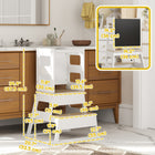Qaba 2 in 1 Toddler Tower Kitchen Helper with Chalkboard, Safety Rail - White-Trapezoidal structure with safety rail enhances stability 