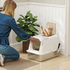 PawHut Stainless Steel High Sided Kitty Litter Box with Scoop-Scratch-proof surfaces maintain a flawless appearance over time 