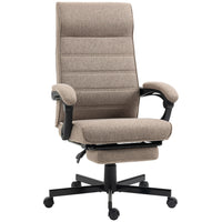 Vinsetto - Chaise d’ordinateur à haut dossier en tissu aspect lin - brun-Haut dossier incurvé qui s’adapte à votre morphologie