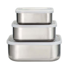 Tramontina Stainless Steel Square Container Set with Frosted Lid - 3 Piece Set-Ideal for preparing and storing food in the refrigerator, freezer, cupboard, or pantry