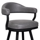 Armen Living - Justin Tabouret de Bar Pivotant de 76 cm de Hauteur en Similicuir Gris Vintage avec Pieds en Métal Noir-4