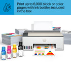 HP Smart Tank 5000 All-in-One Printer-Replenish ink with HP's easy-access, spill-free refill system. Simply plug the ink bottles into the ink tank and let them drain - no squeezing, no spilling