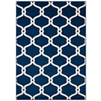 Modway - Beltara Treillis transitionnel en maillon de chaîne Tapis de 5 pi l x 8 pi L - Bleu marocain et ivoire-Tapis de transition en maillage de chaîne