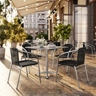 Flash Furniture 31.5'' Square Aluminum Indoor-Outdoor Table with 4 Black Rattan Chairs (TLH-ALUM-32SQ-020BKCHR4-GG)-Seats 4 people