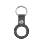 Logiix porte-clés en cuir pour airtag avec coutures grises - noir-Porte-clés et support élégants pour Apple AirTags (2021).